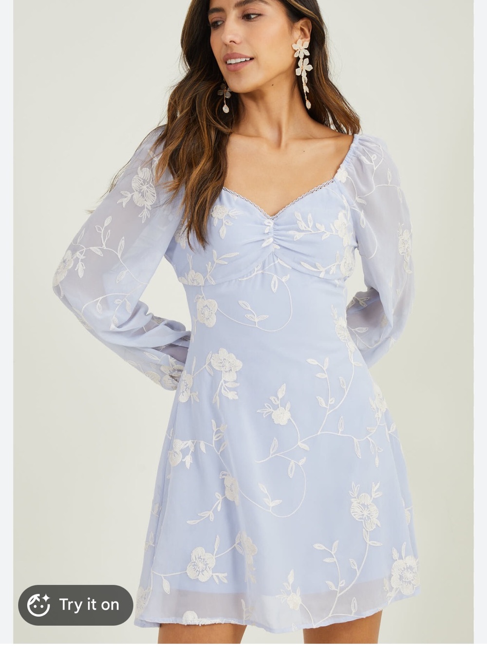 Altar'd State Freya Blue Floral Embroidered Mini Dress
